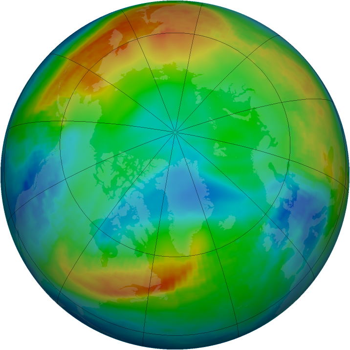 Arctic ozone map for 18 December 1985